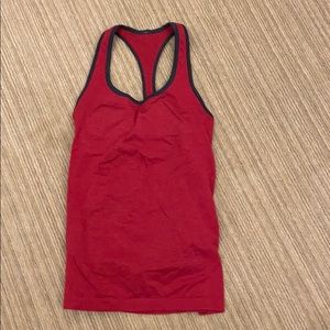 Lululemon dark red ya k top with grey trim
